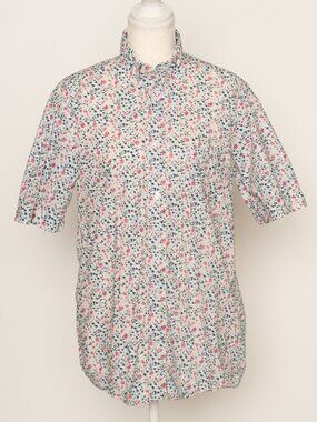 Eden Park Paris Men's Small Floral Cotton Short Sleeve Button Down